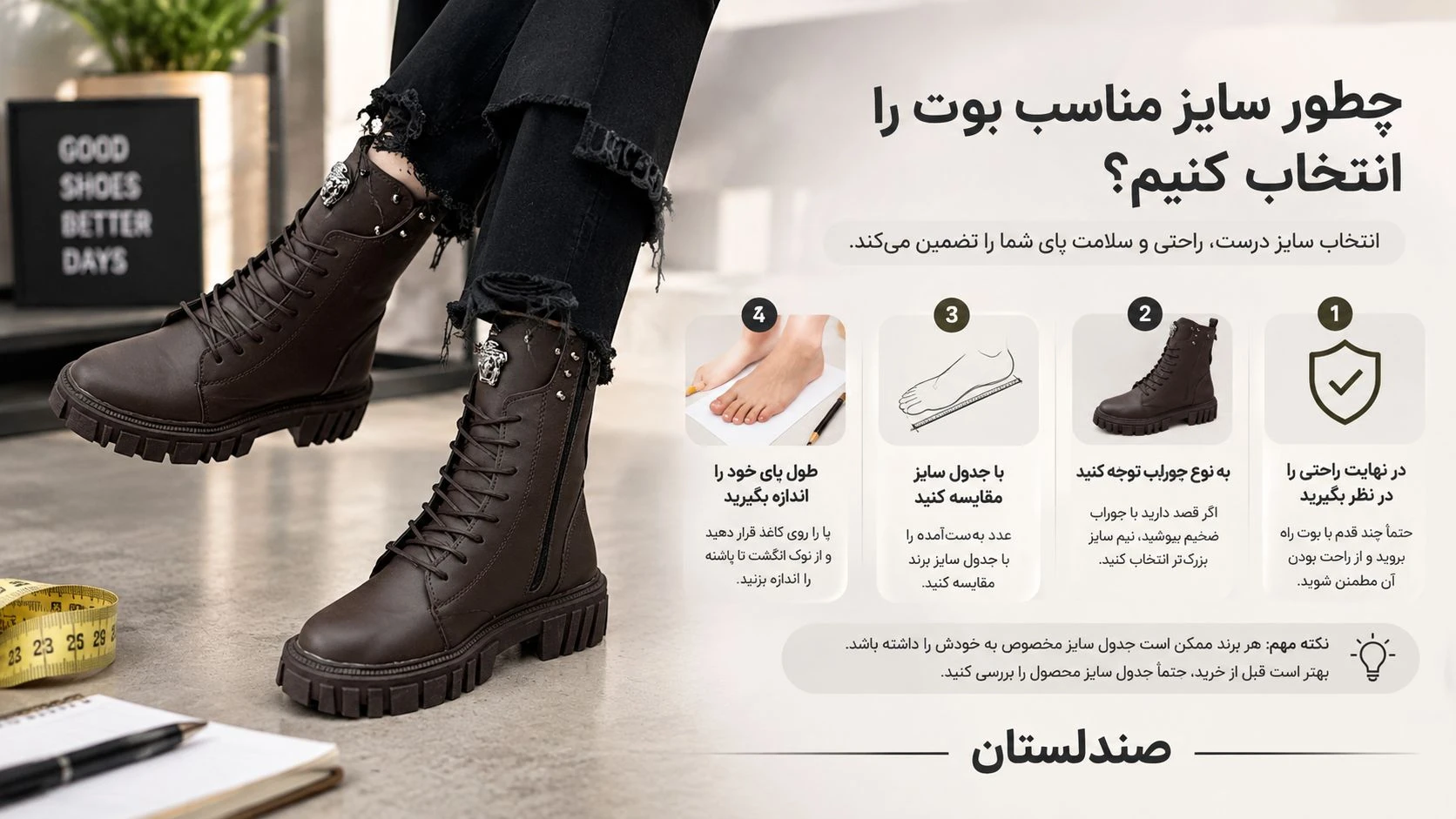  چطور سایز مناسب بوت را انتخاب کنیم؟