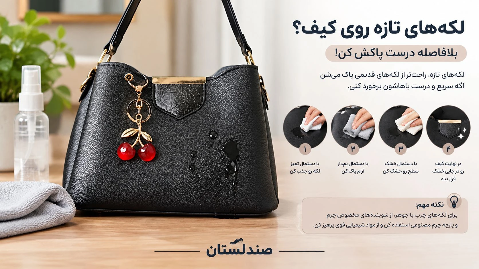  با لکه های تازه روی کیف چطور برخورد کنیم!؟